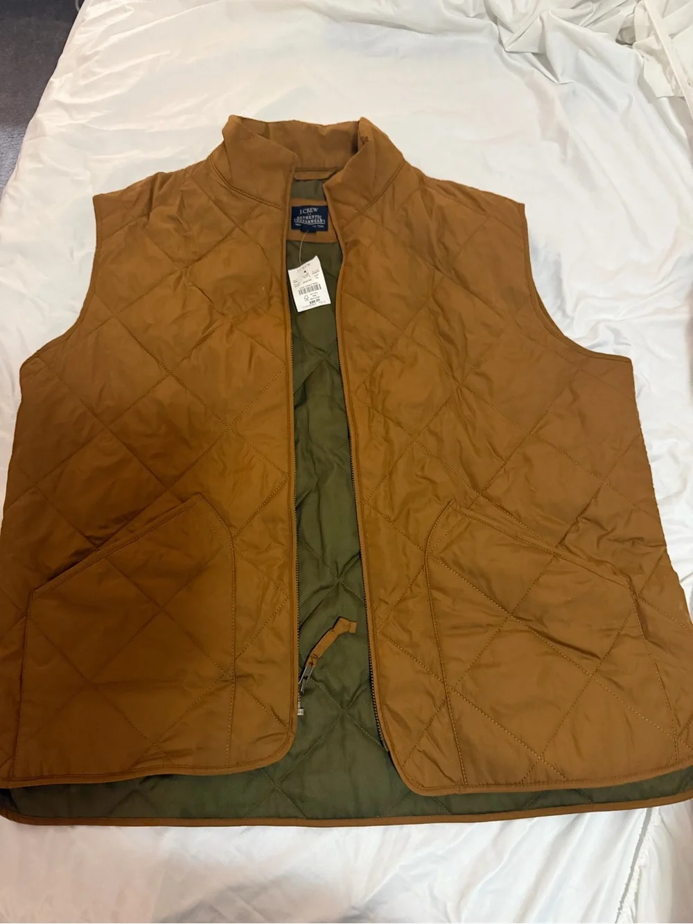 J. Crew Quilted Vest in Rust with Olive Lining